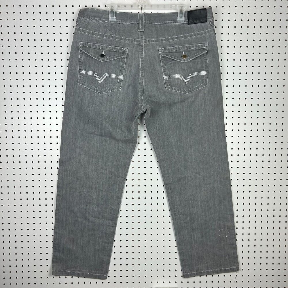 Mecca Y2K Wide Leg Denim Jean 40x30 Flap Grunge Goth Gray Streetwear Skate Baggy